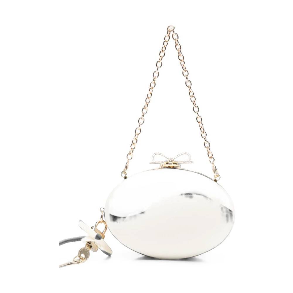 Self Portrait Satin Oval Clutch - Tasker - Dame - Beige - ONE SIZE - Satin