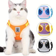 TEMU Cat Harness, Anti Escape Cat Vest, Reflective And Breathable Adjustable Pet Harness Cat Traction Rope, Suitable For Outgoing And Traveling