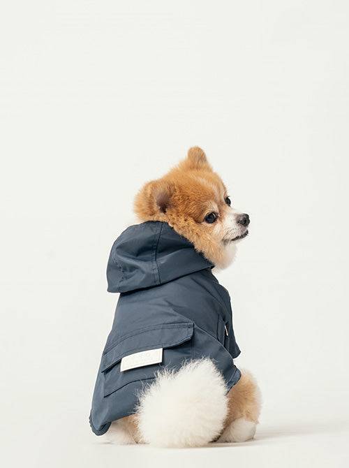 Blue Bowery Dog Raincoat | Waterproof with Pocket & Belt | PEHOM - Small (Small)