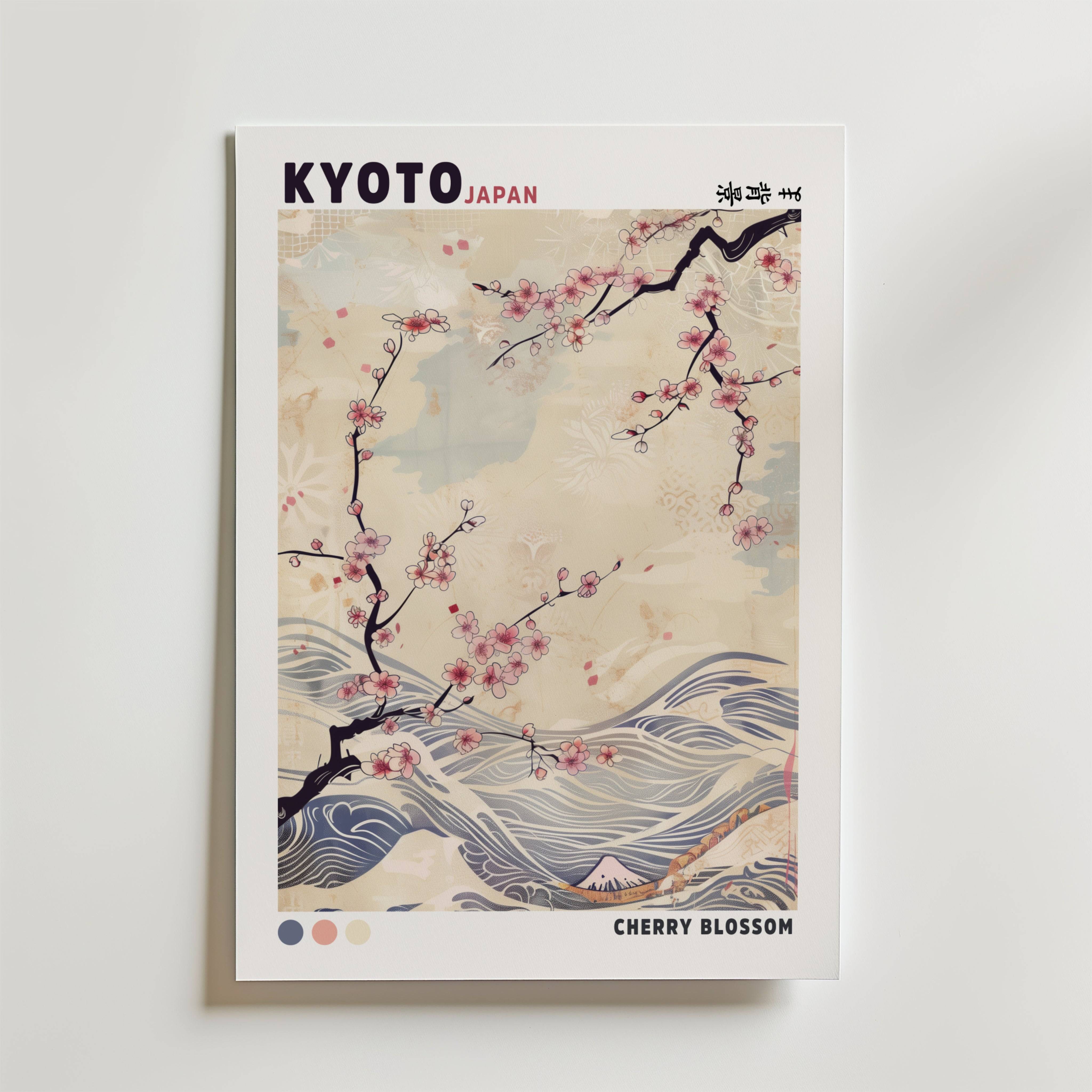 Kyoto Blossom Wave Poster - Premium Canvas 40x50 cm