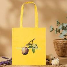 Prado Museum Lightweight Canvas Tote Bag, Yellow Apple Thin Style, Suitable For Daily Shopping, Commuting, School, Beach Travel, Fashionable Women Han - Yellow