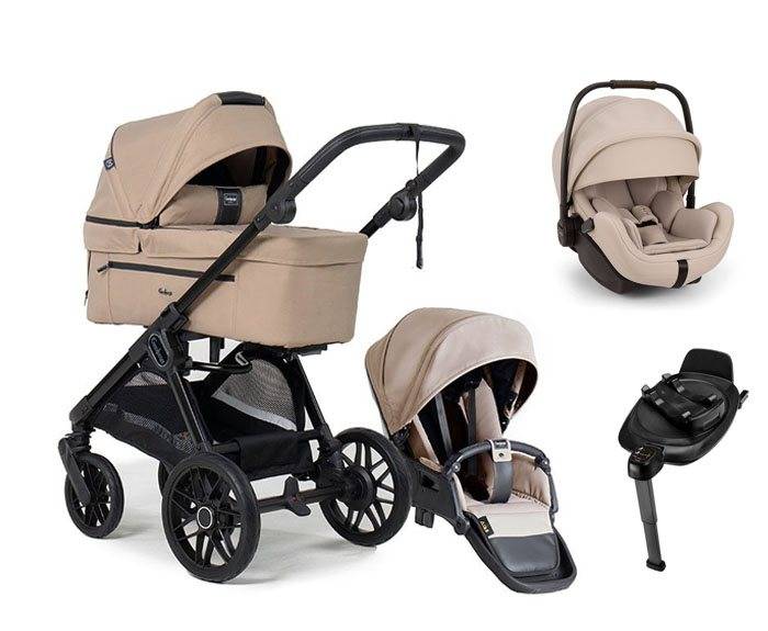 Emmaljunga Sento Pro duovagn Flat+ 2027 + Nuna Arra Flex babyskydd + isofixbas