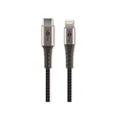 Goobay 49270 Lightning till USB C snabbladdningskabel/MFi Apple laddningskabel, 480 Mbits iPhone-kabel, extremt robust textilkabel/laddningskabel iPhone Apple iPad/grå/0,5 m