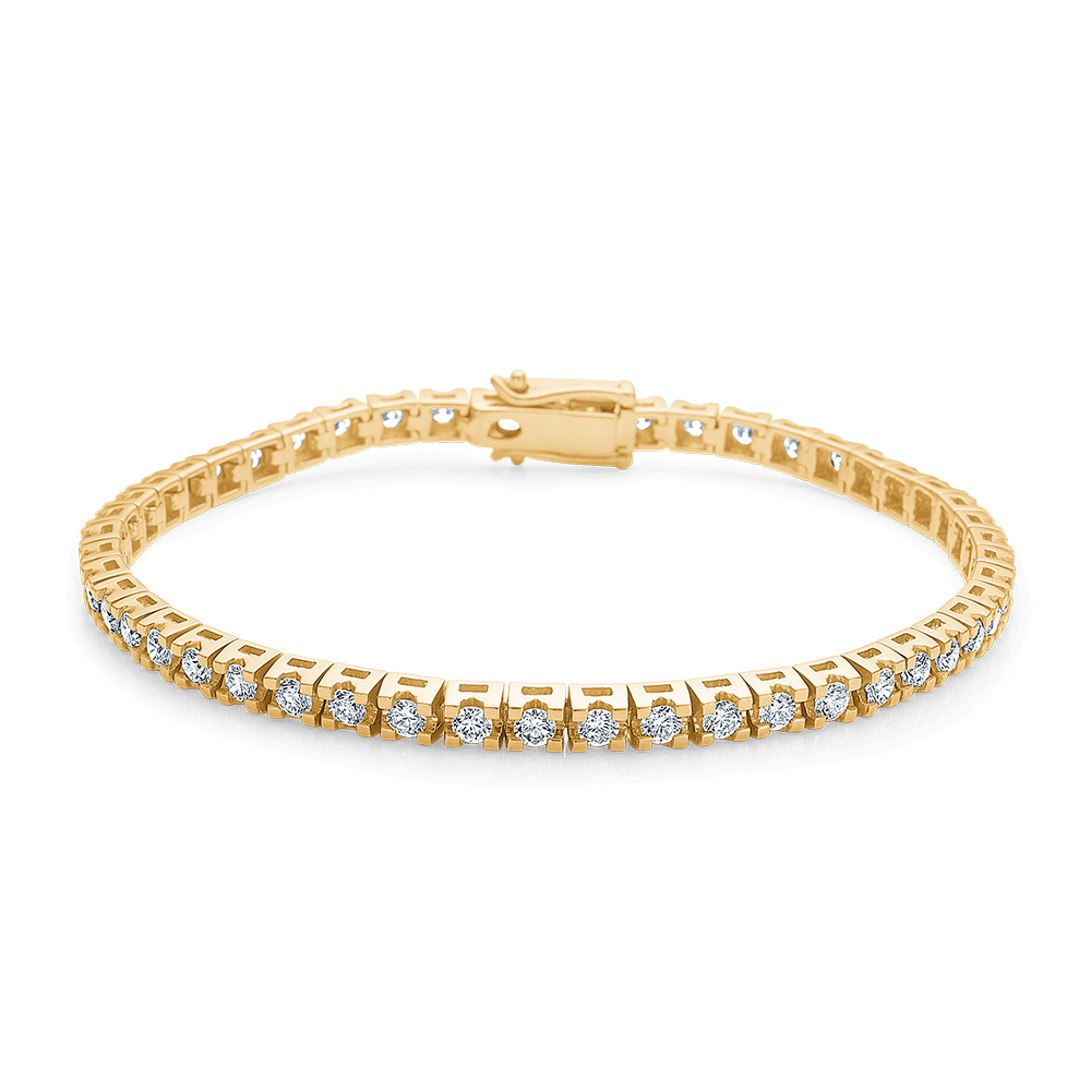 TENNIS armbånd i 14 kt. guld m. 3,00 ct. brillanter