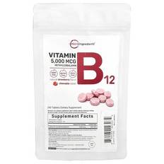 Micro Ingredients  Vitamin B12 Methylcobalamin  Strawberry  240 Chewable Tablets (2 500 mcg per Tablet)