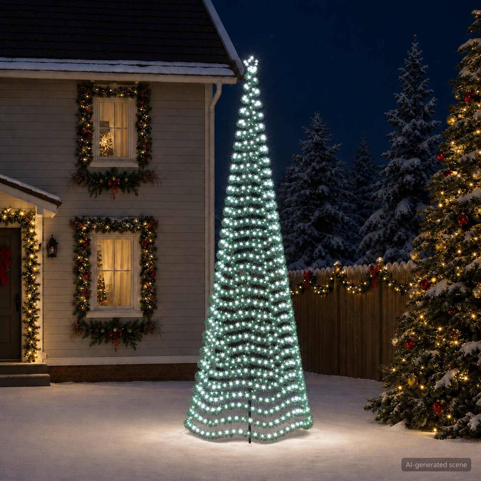vidaXL LED-glimmerjuletræ med jordspyd EKENAS 500 cm 868 LED'er