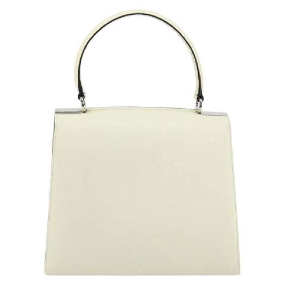 Salvatore Ferragamo Pre-owned Pre-owned Double Gancini Top Handle Bag - Vintage - Dame - Hvid - ONE SIZE - Læder