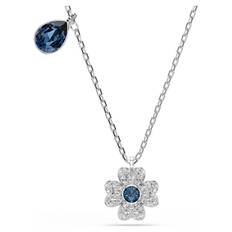 Symbolica Halskette, Glücksklee, Blau, Rhodiniert