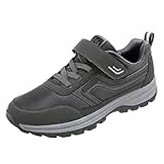 Löparskor för män och kvinnor - Bågstöd promenadträningsskor, halkfria golfsneakers | andningsbara lediga skor i nät | justerbar stängning med krok | Inomhus/utomhus (3 cm häl), Grå, 40.5 EU