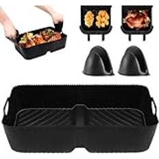 GoldOars Tillbehör för luftfritös, för Ninja Foodi Flex 10,4 l AF500EU, Återanvändbar luftfritösform, Lätt att rengöra silikonform för luftfritös, Utrustad med 2 handtag