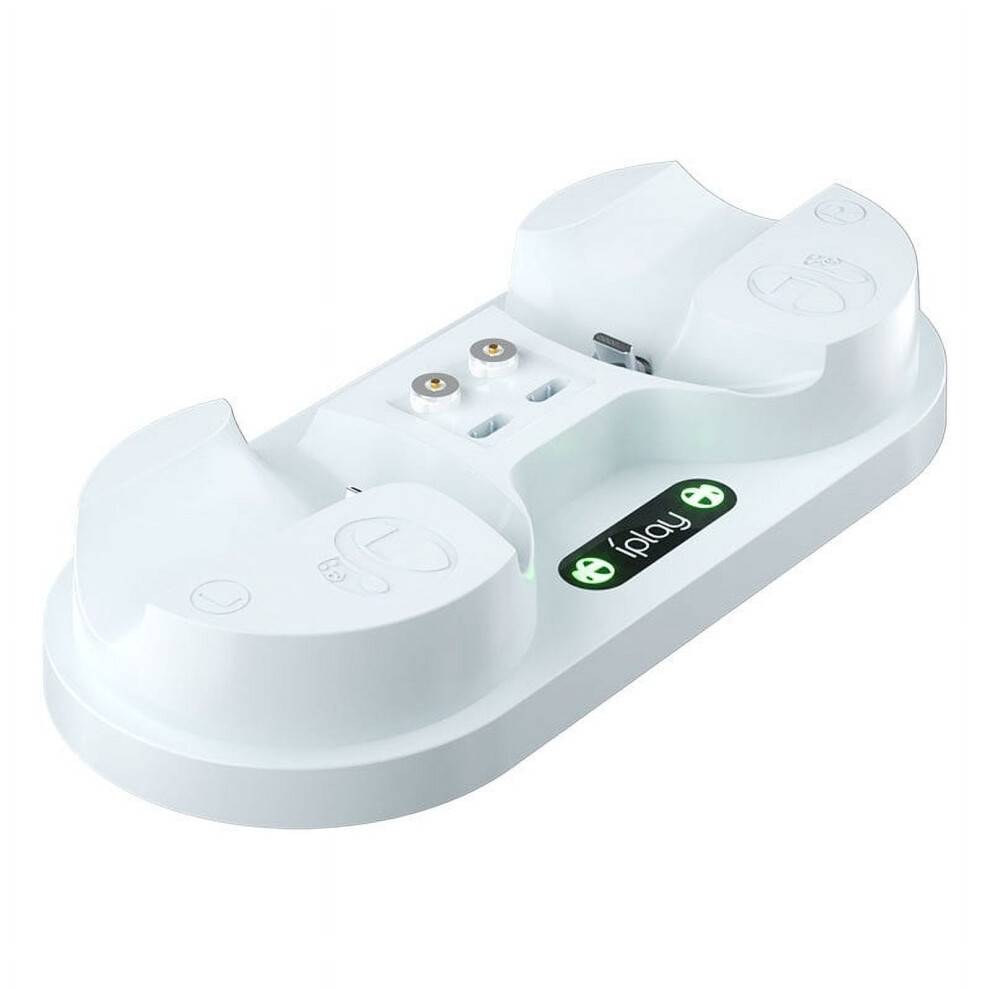 Dobbelt hurtigopladningsstation til PSVR2/PlayStation VR2Sense-controllere – Bærbar LED-dock, magnetiske stik, skridsikker base, USB-C | Kompatibel