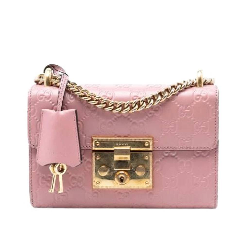 Gucci Vintage Pre-owned Padlock Crossbody Bag - Vintage - Dame - Lyserød - ONE SIZE - Uld