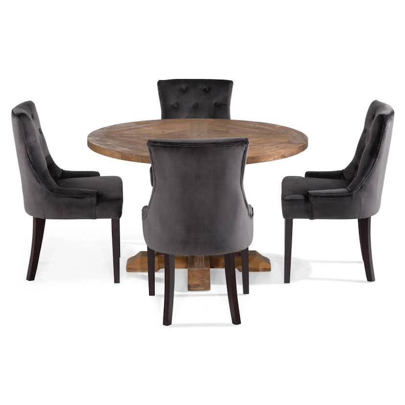 Matgrupp Bloomington Lyon Runt Matbord 120 cm Alm med 4 Viktoria Matstol