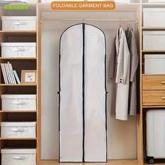 1pc Portable Garment Protective Cover Suit Dust Bag, 71" Garment Bags For Wedding Dress & Hanging Clothes, Women Dress Bag, Dress Dustproof Storage Ba - White