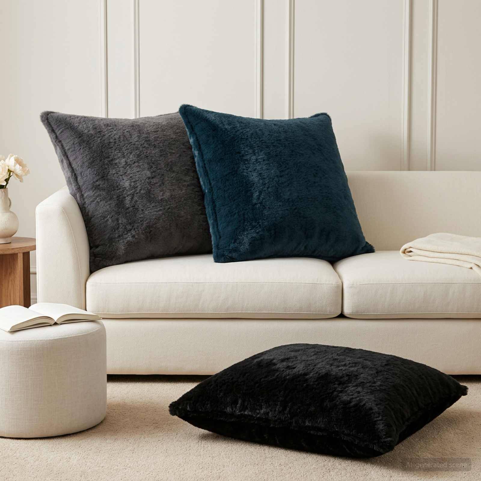 vidaXL Kuddöverdrag 6 st HOUTEN Mörkgrå 70 x 70 cm Faux Kaninpäls