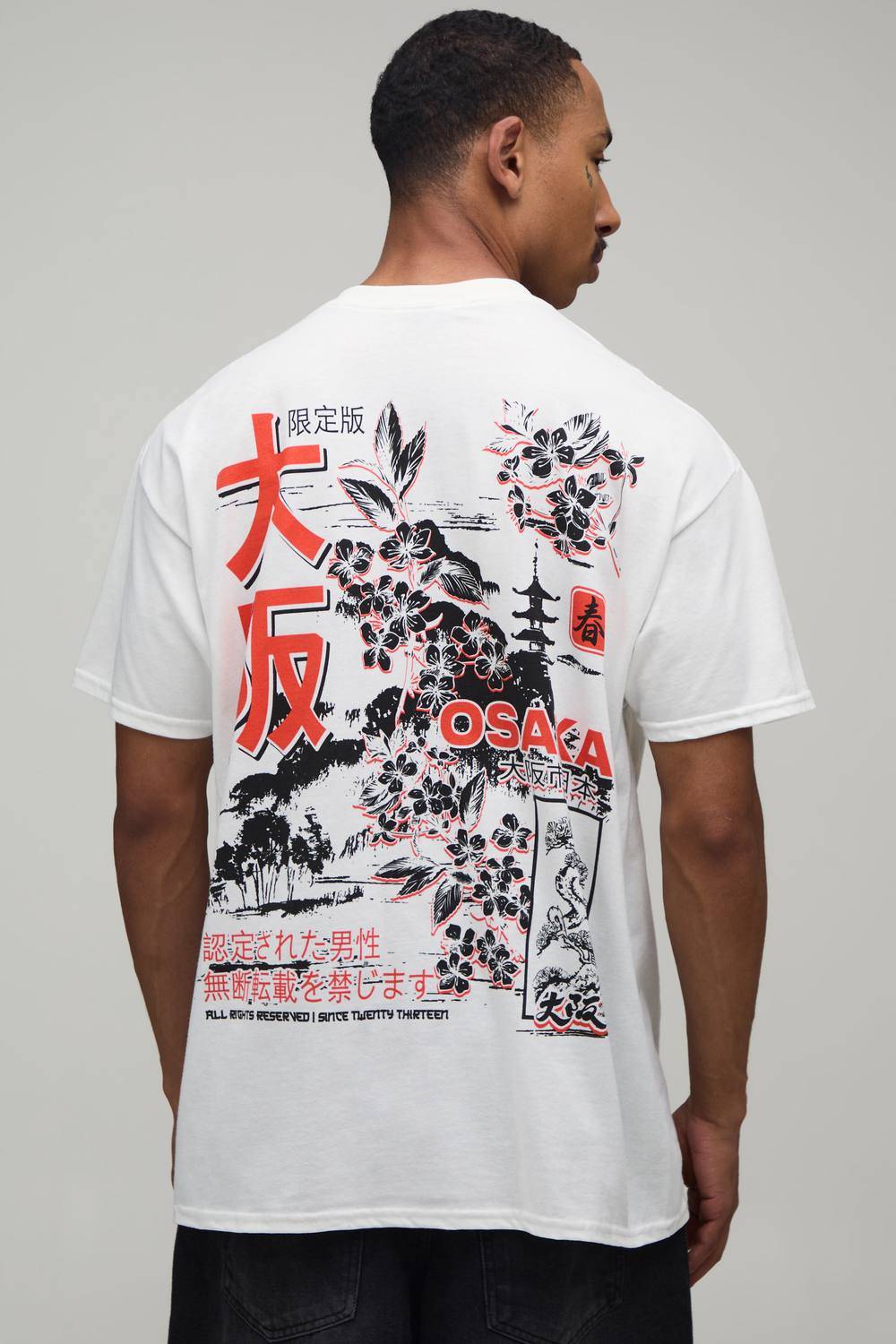 White Oversized Osaka Back Print T-Shirt | Size XL