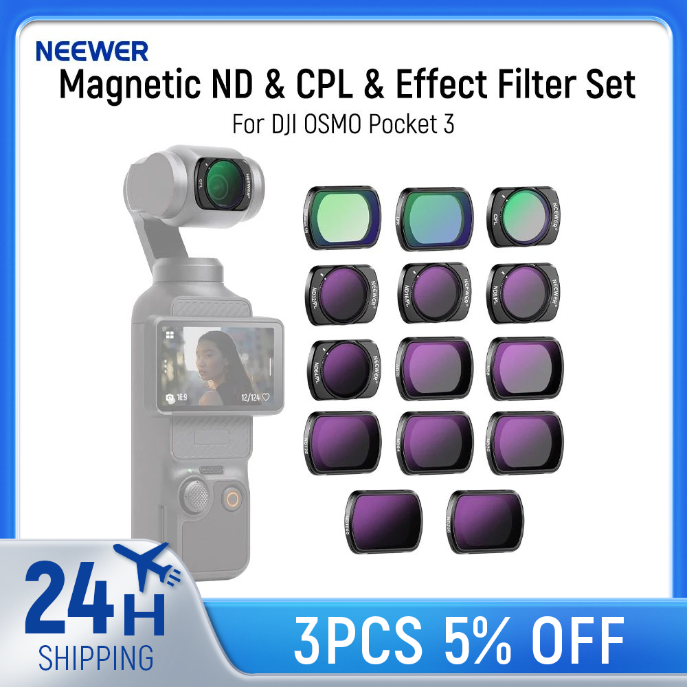 NEEWER Magnetic ND & CPL & Effect Filter Set For DJI OSMO Pocket 3, 14 Pack CPL ND8/16/32/64/128/256/1000 ND8/PL ND16/PL ND32/PL