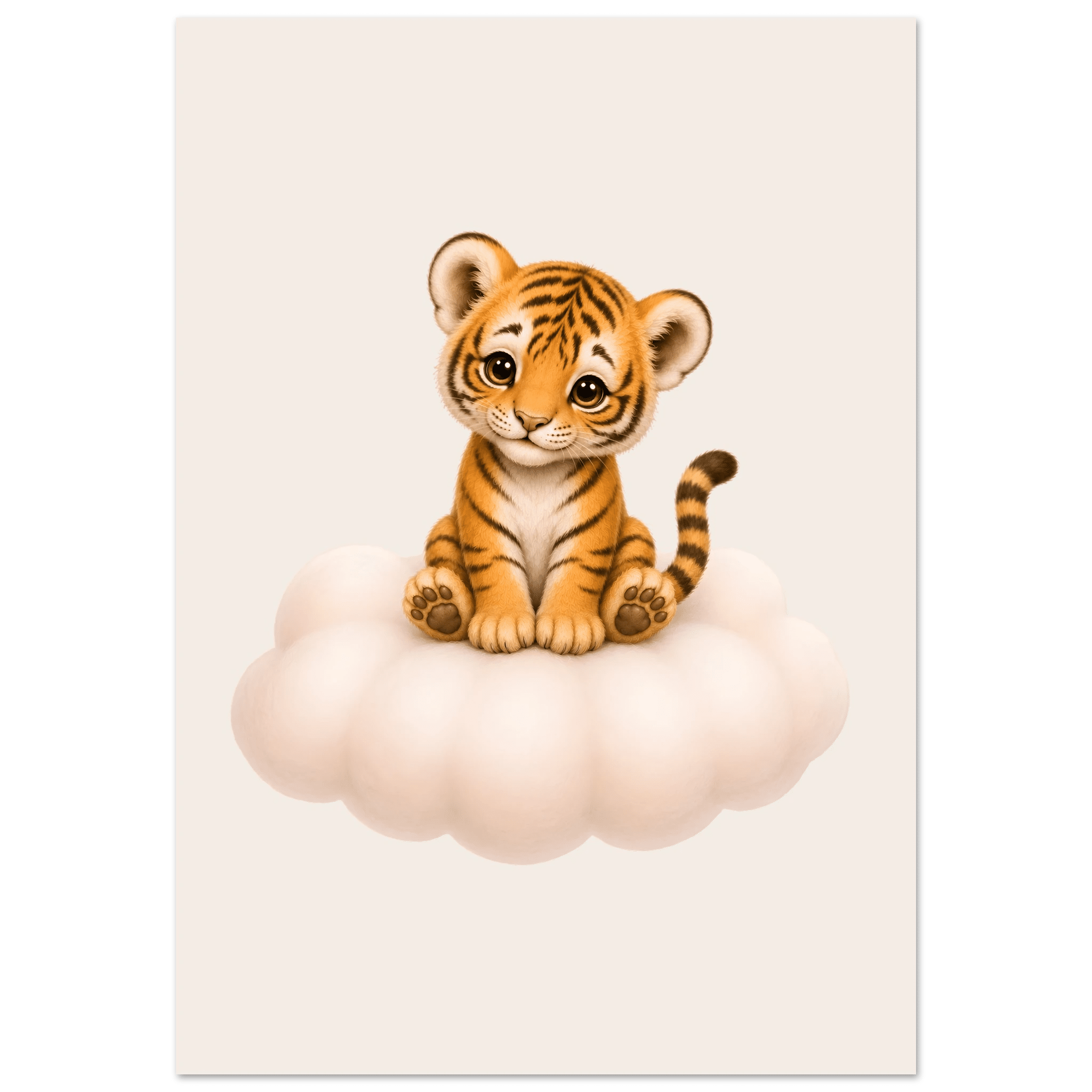 Söt tiger på moln poster-70x100 cm / 28x40″ / Utan ram / -