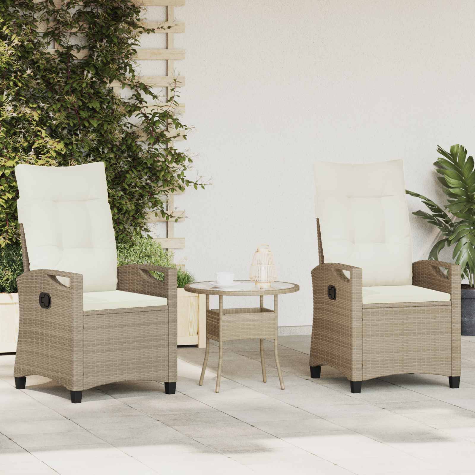vidaXL Trädgård Stol 2 pcs Beige och gräddfärgad 56 x 60 x 112 cm