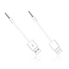 CERRXIAN USB-kabel, 10,5 cm längd 3,5 mm 2-i-1 USB-laddare och SYNC-datakabel för Apple iPod Shuffle 3:e / 4:e / 5:e /6:e generationen (2-pack) vit)