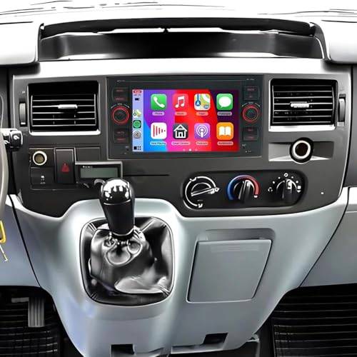 7-tums dubbel-DIN-radio för Ford Transit MK7 2007-2013 med skärm Bluetooth, 2+64G IPS-pekskärm bilradio med trådlös CarPlay Android Auto Navi WiFi backkamera FM/RDS Mirror Link