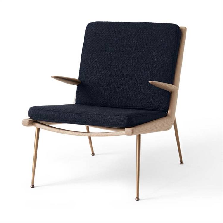 &Tradition Boomerang HM2 Loungestol Brass Oiled Oak/Loop Marine 40 (Navy)