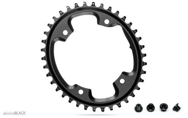 Absolute Black oval klinge til cross eller gravel, ø110 Asymetrisk 4hul 38T Sort