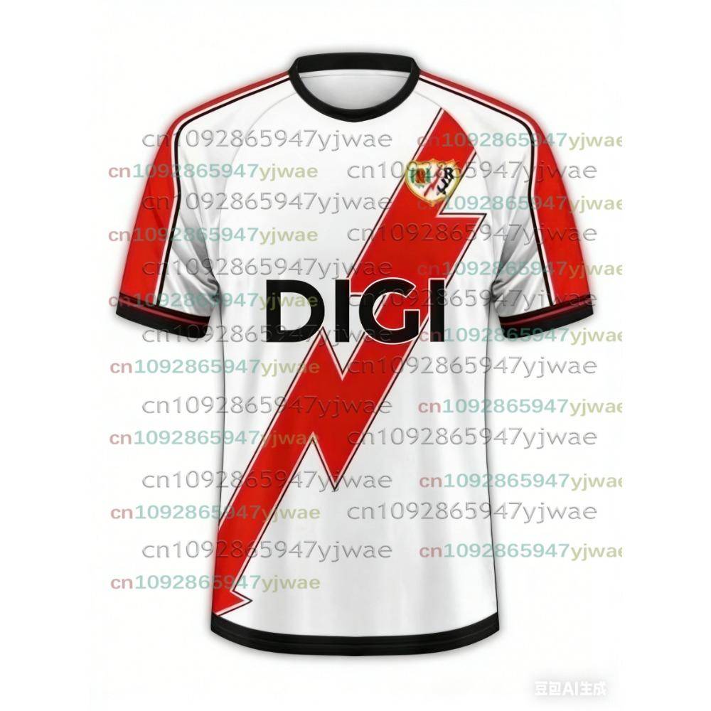 25-26 Ny Rayo Vallecano Fotbollströja Barn Vuxna T-shirt Y2K Street Style Snabbtorkande Träning Fitness Topp Vardagliga Sportkläder cm