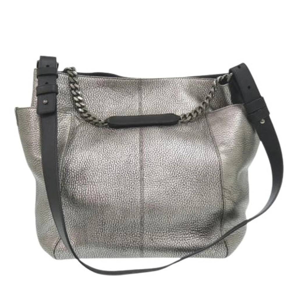 Jimmy Choo Pre-owned Pre-owned Læder Skuldertaske - Vintage - Dame - Grå - ONE SIZE - Uld