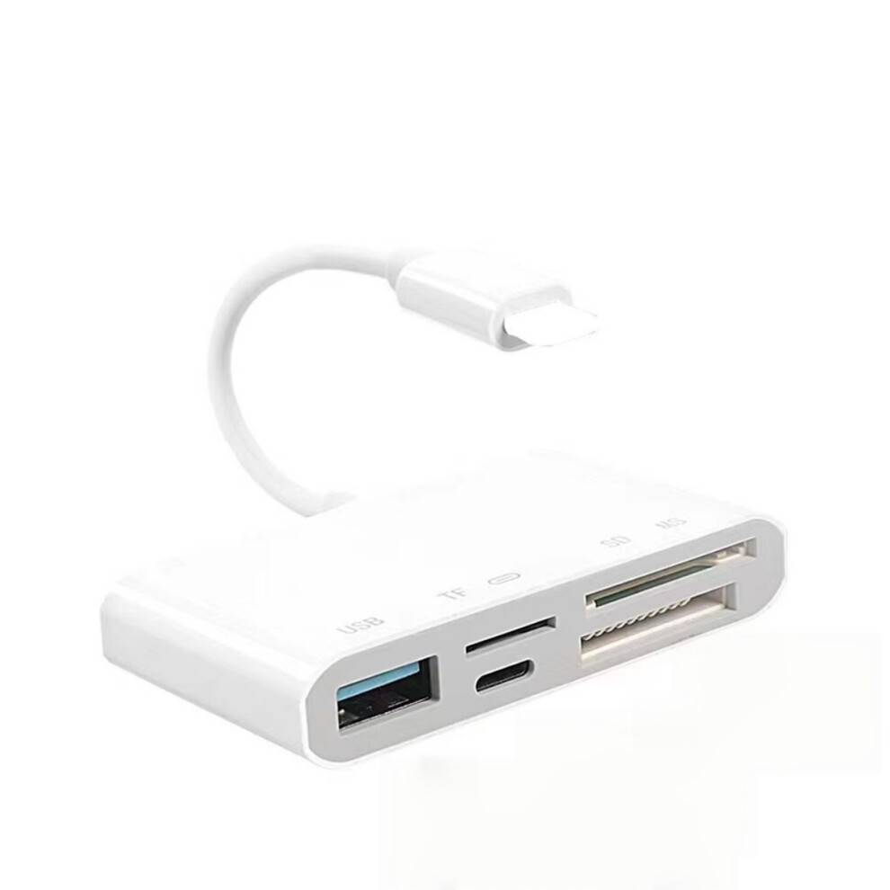 Multiport-hukommelseskortlæser kompatibel med iPhone/iPad - USB-C TF/SD/MS-kort til mobil og computeradapter_M