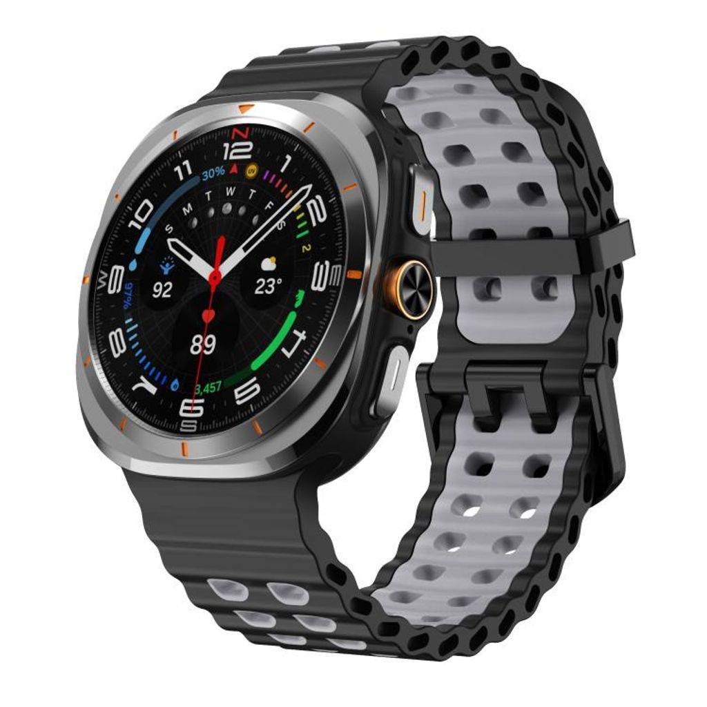 Samsung Galaxy Watch Ultra 47mm/Ultra 2025 Urrem Silikone – Sort/Grå