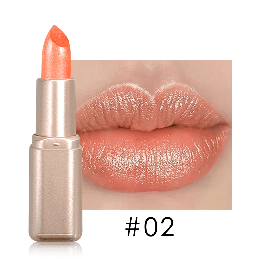 Shimmer Metallic Glitter Lipstick Non-drying Orange Pearlescent Lip Stick, High Shine Long Lasting Lip Makeup For Daily Party Cosmetic