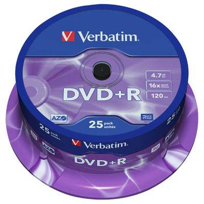 Verbatim DVD+R 16x mat sølv 25x