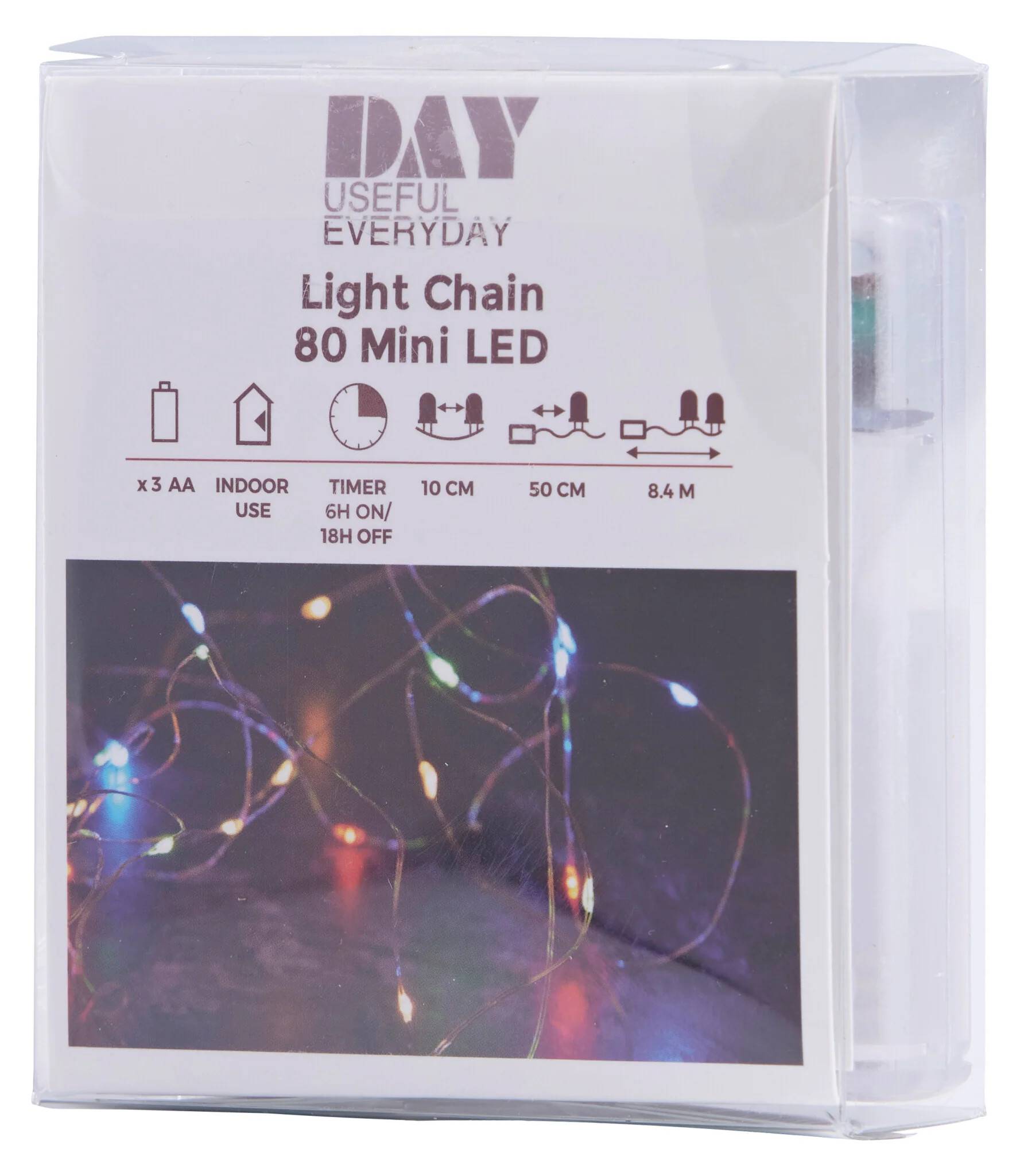 Lyskæde M/40MINI LED M/TIMER T/BATTERI - IP20. MODERNE LYSKÆDE TIL INDENDØRS BRUG! Vælg størrelse!! 80 LED - 840 cm
