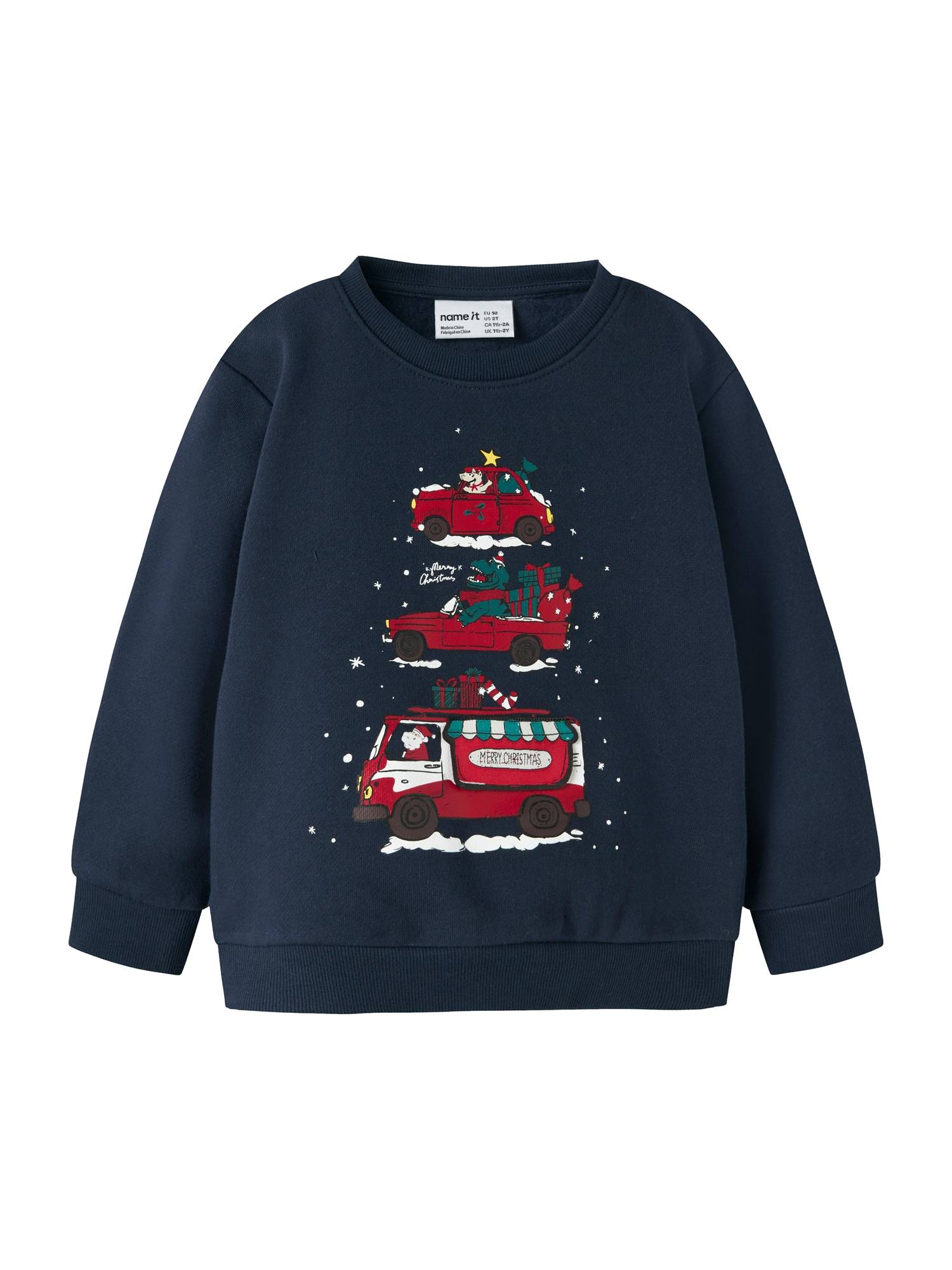 NAME IT Sweatshirt 'NMMRANE'  mørkeblå / grøn / rød / hvid