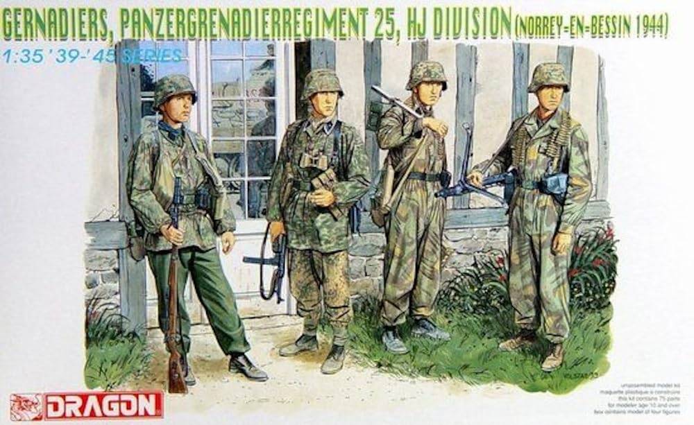 Platz Dragon WW2 Germany 25th Panzergrenadier Regiment Hitlerjugend Division Nore en Bessin 1944 Plastic Model DR6110 1/35 (Human/Animal)