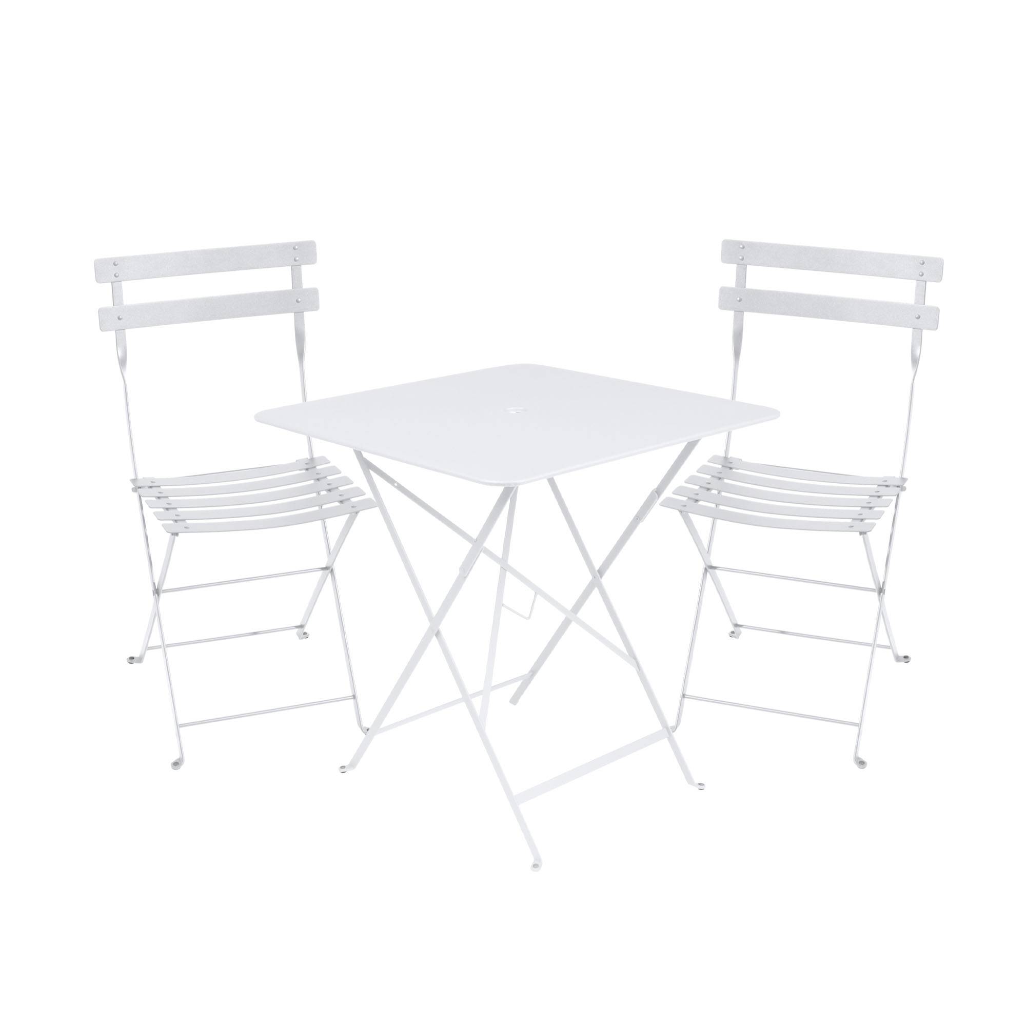 Fermob - Bistro spisesæt bord 71cm & 2 metal stole cotton white - Havemøbelsæt til spisning