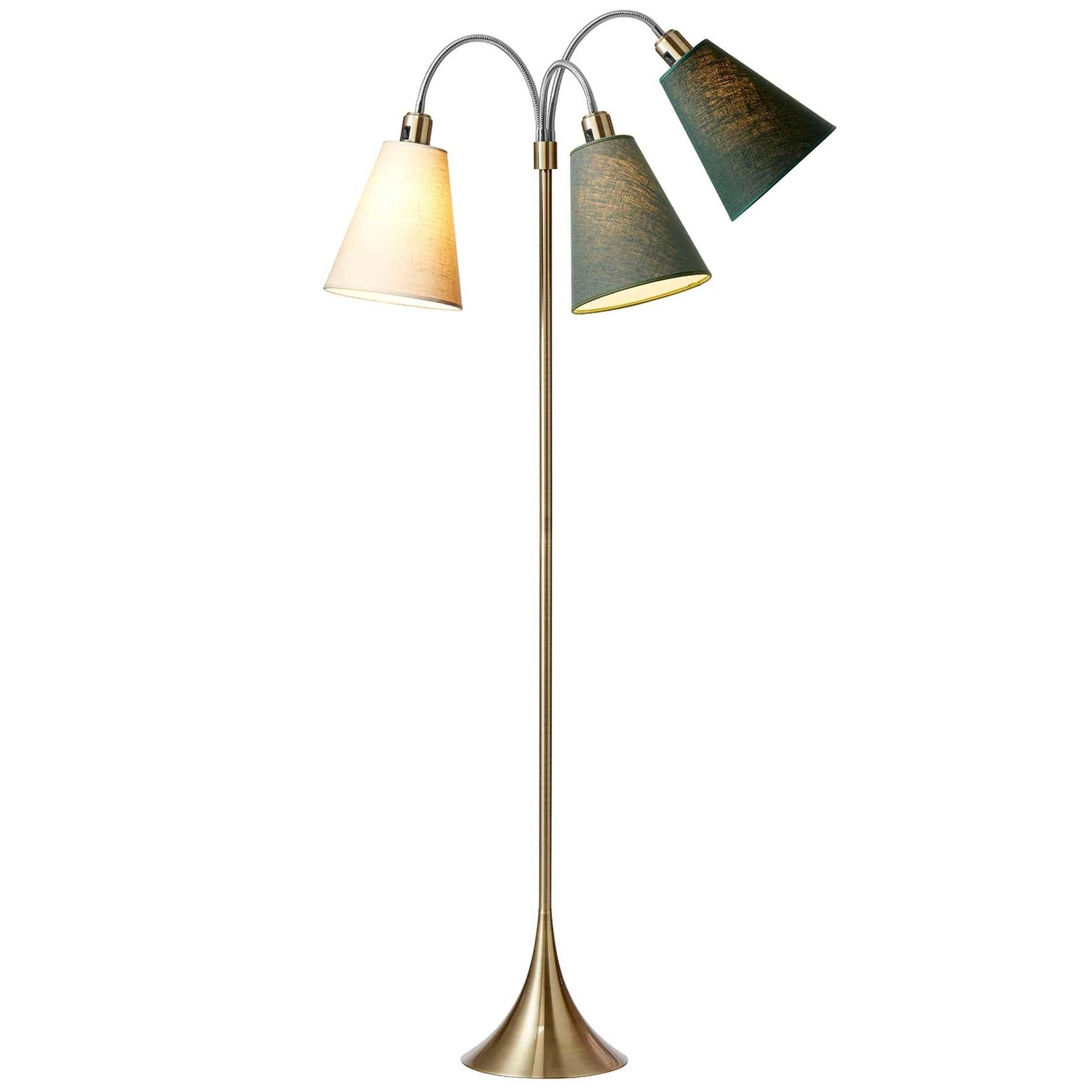 Trafik Gulvlampe - Antik Messing - Creme/Vintergrøn/Skovgrøn - Nielsen Light