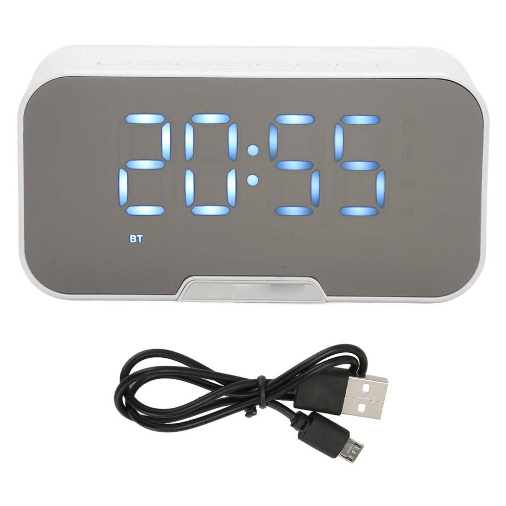 Bluetooth-højttaler Digital vækkeur med håndfri opkald Spejl LED-display Dobbelt alarmfunktion Justerbar displaylysstyrke Støjreduktion