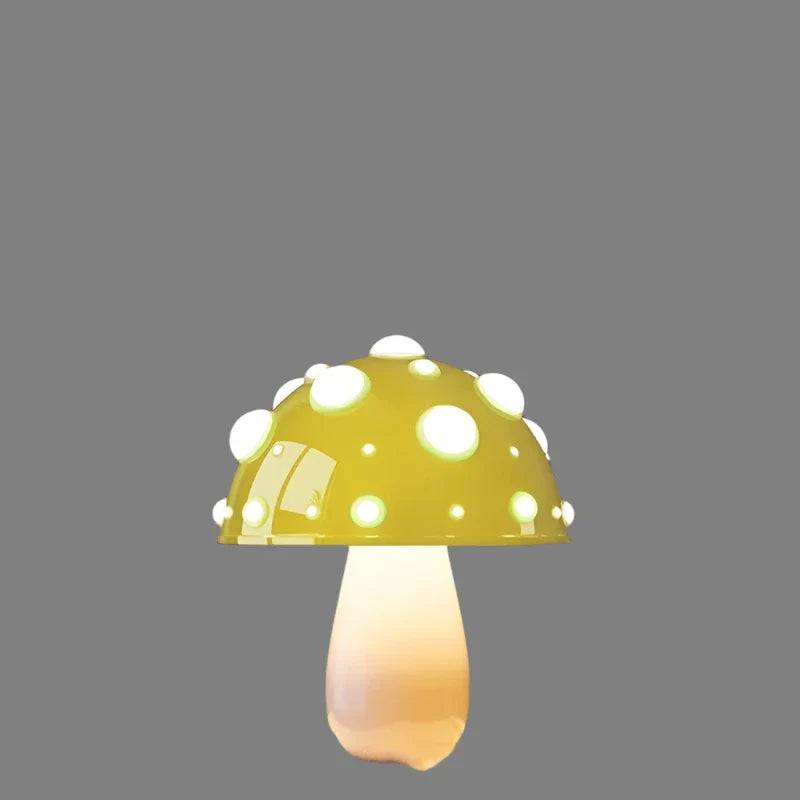 FungiLuxe - Lekfull LED-bordslampa i champignonstil - Vit och gul