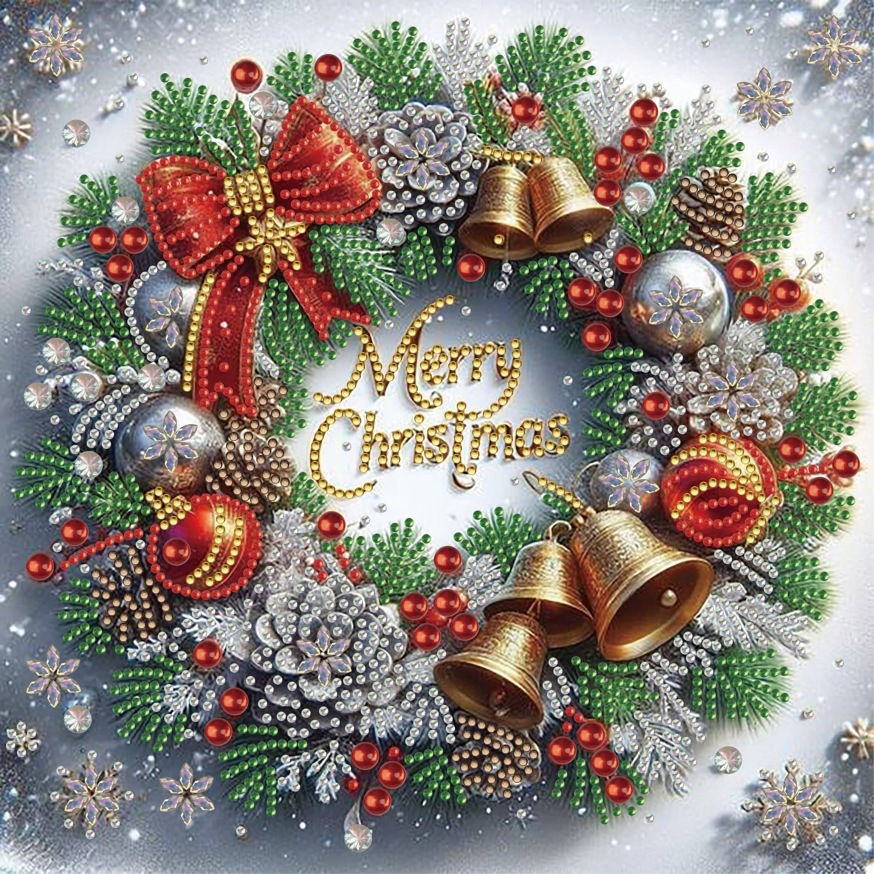 TEMU 1pc Wreath Pattern Diamond Painting Kit, 5d Special Shape Part Diamond Painting Mosaic Crafts, Home Wall Decoration Art, Frameless
