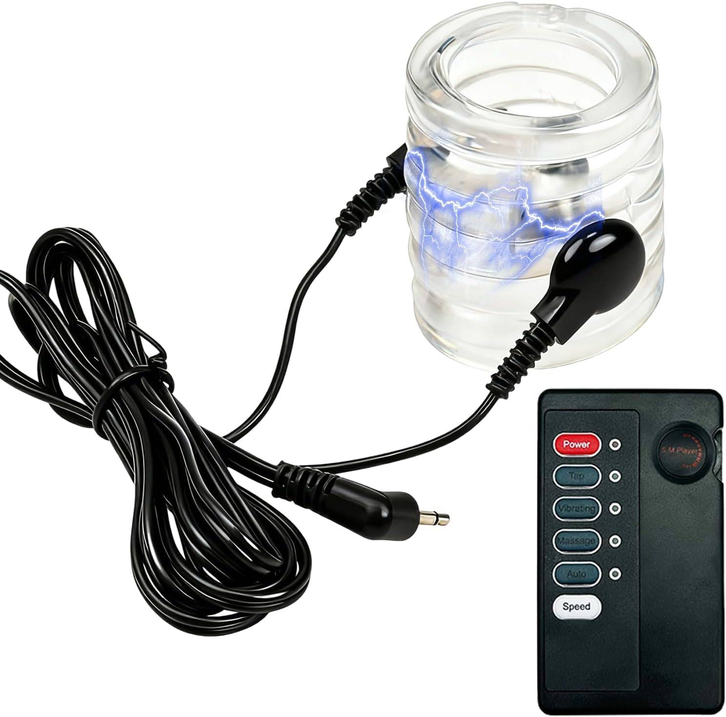 SuperLove E-Stim Cock & Ball Torture Ring Set - genomskinlig