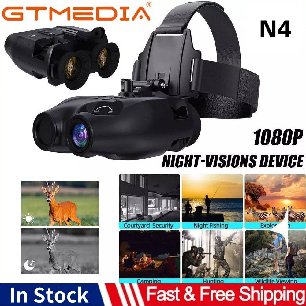 GTMEDIA N4 Night Vision Binoculars Infrared Night-Visions Device 1080P 5X Digital Zoom Head Mount Goggles Day/Night Use Outdoor