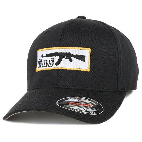 GUNS n SKULLS - Svart flexfit Keps - Box-AK47 Black Stretch Fit @ Hatstore