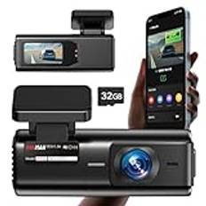 SMIRLY Dash Cam 2K 1440P WiFi Car Camera with 1.47 inch IPS Screen,2K Front Dash Camera for Cars, Mini Dashcams for Cars with Night Vision,24 Hours Parking Mode, Free 32GB Card,APP,G-Sensor.