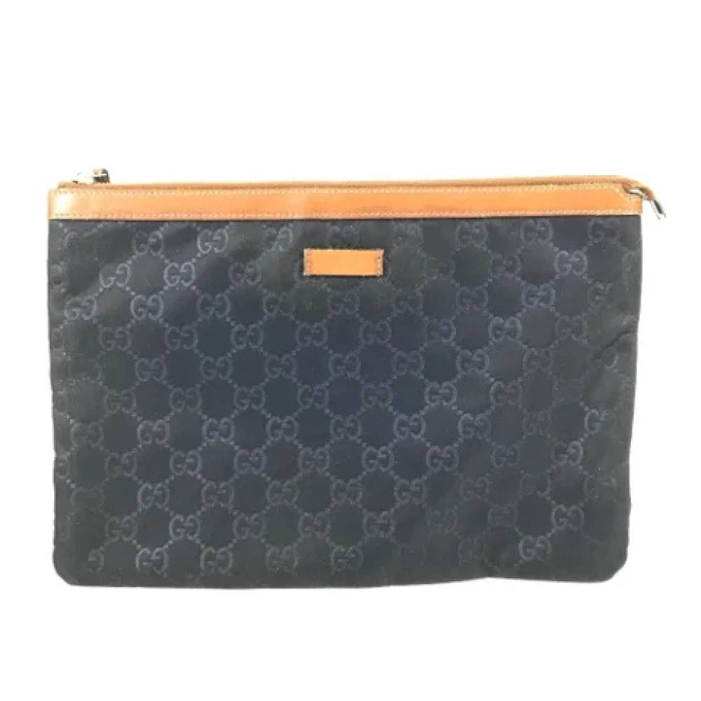 Gucci Vintage Pre-owned Laeder gucci-tasker - Vintage - Dame - Blå - ONE SIZE - Nylon