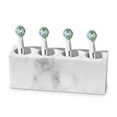 Luxspire Electric Toothbrush Head Holder, 4 Slots Toothbrush Holder Toothbrush Heads Holder Compatible with Oral B iO Philips Sonic Toothbrushes Hygiene Tongue Scraper Razor Holder, Gravel White