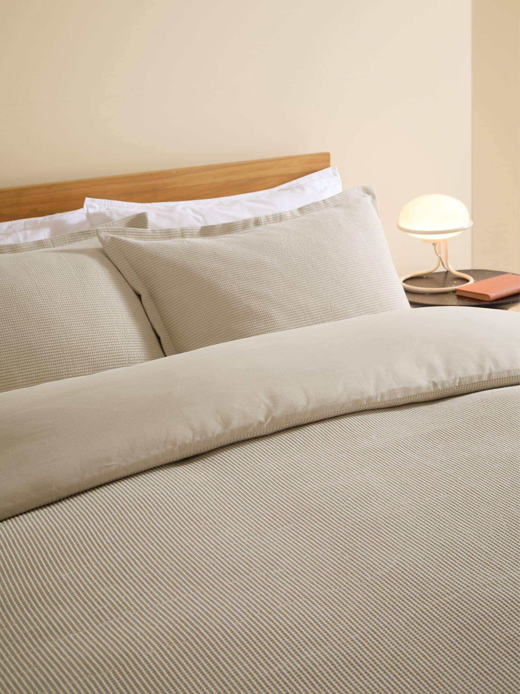MADE. COM MADE. COM Natural Oatmeal Waffle 100% Cotton Duvet Cover and Pillowcase Set