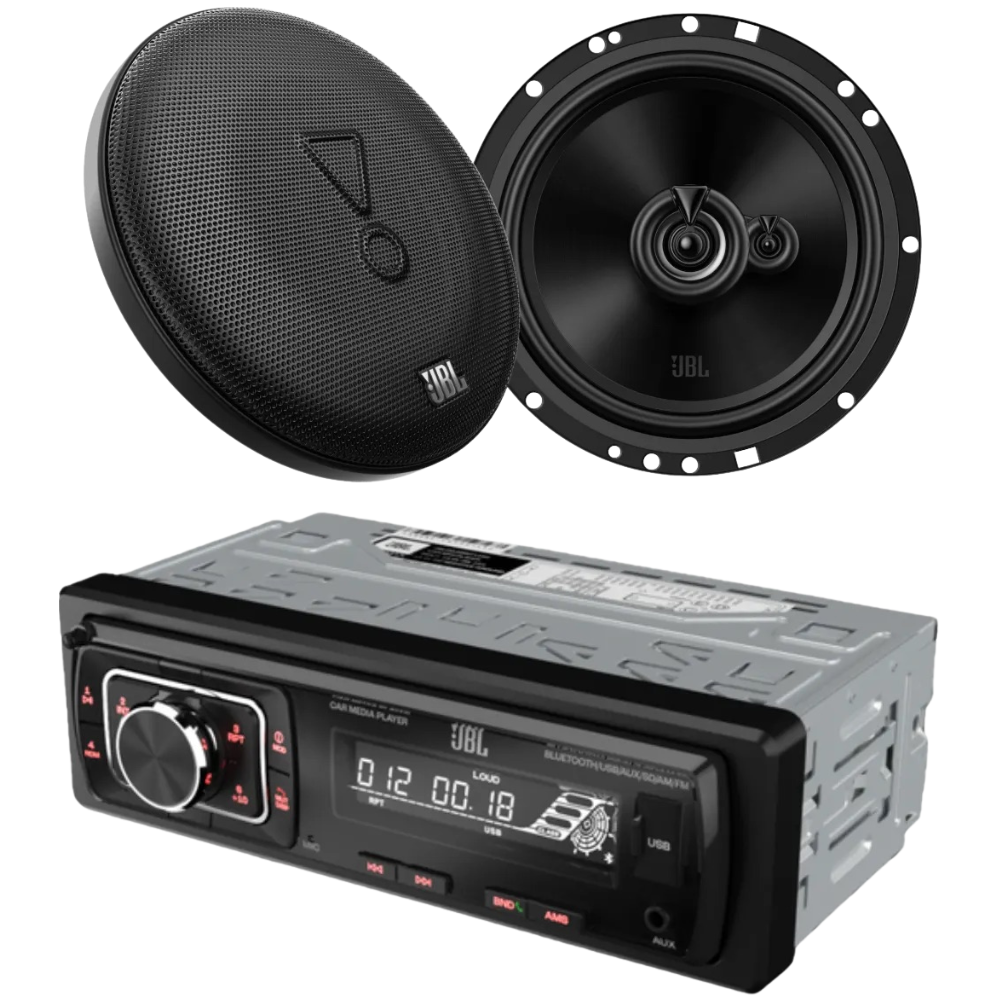 Autoradio 1DIN & 165 mm Højttaler sæt - JBL famous pack 2 - USB/AUX/BLUETOOTH/AM/FM
