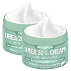 2 Förpackningar Urea Foot Cream 20 Procent 150 gram med 2% Salicylsyra, Hyaluronsyra, Tea Tree och Aloe Vera för Djupfuktighet, Callus Remover och Mjukna